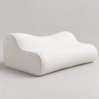 Papillon Fine Bedding Contour Memory Foam Pillow - Neck Support Curve, Medium-Firm, Piped Knit Cover