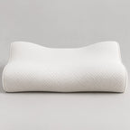 Papillon Fine Bedding Contour Memory Foam Pillow - Neck Support Curve, Medium-Firm, Piped Knit Cover