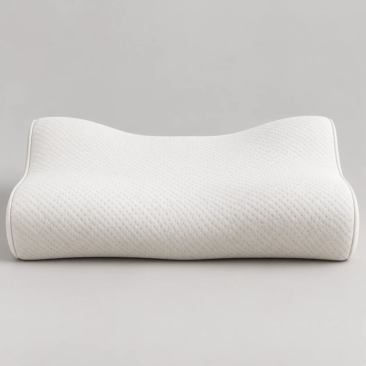 Papillon Fine Bedding Contour Memory Foam Pillow - Neck Support Curve, Medium-Firm, Piped Knit Cover