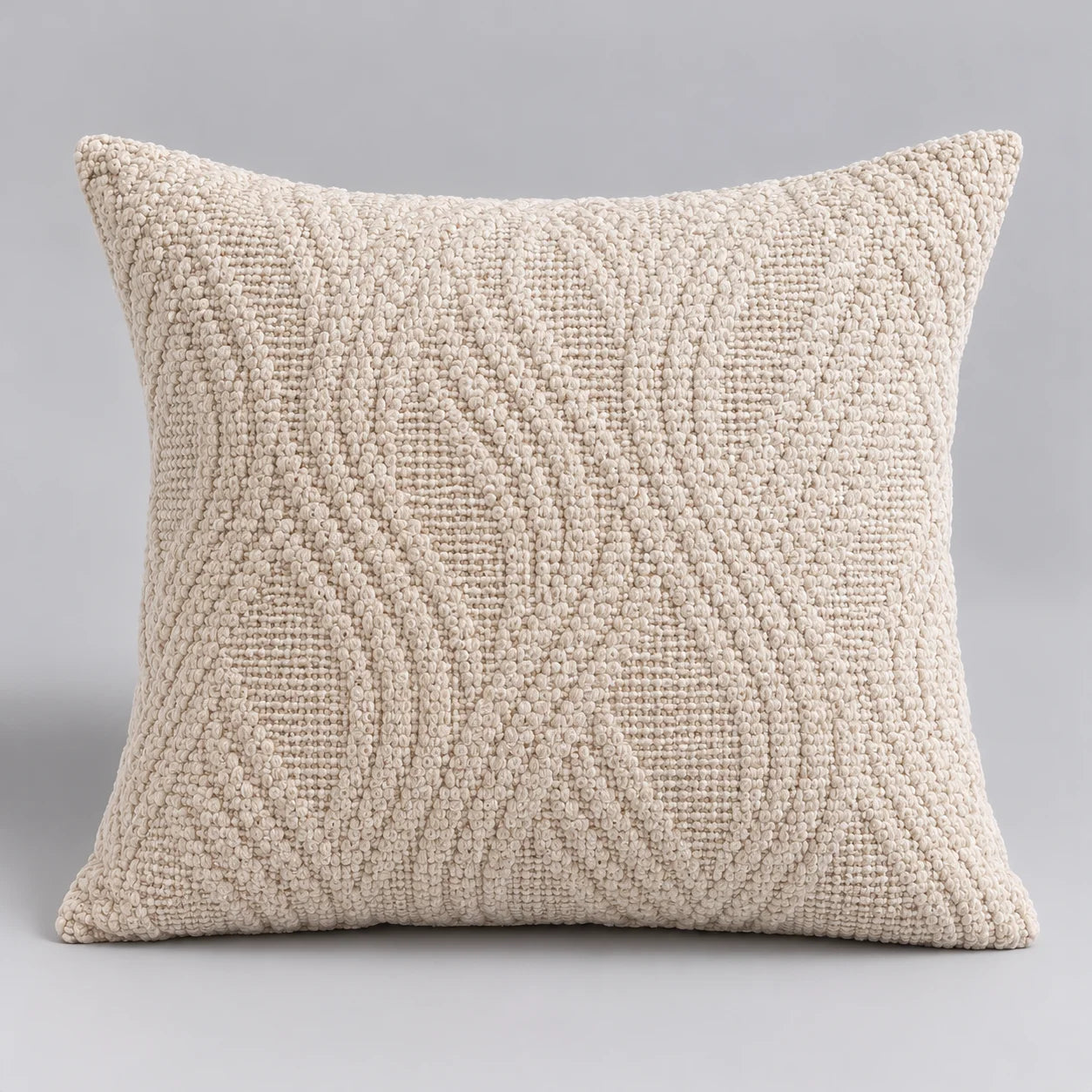 Papillon Fine Bedding Decorative Throw Pillow with Insert, 18 x 18 in - Beige Knotted Texture Design