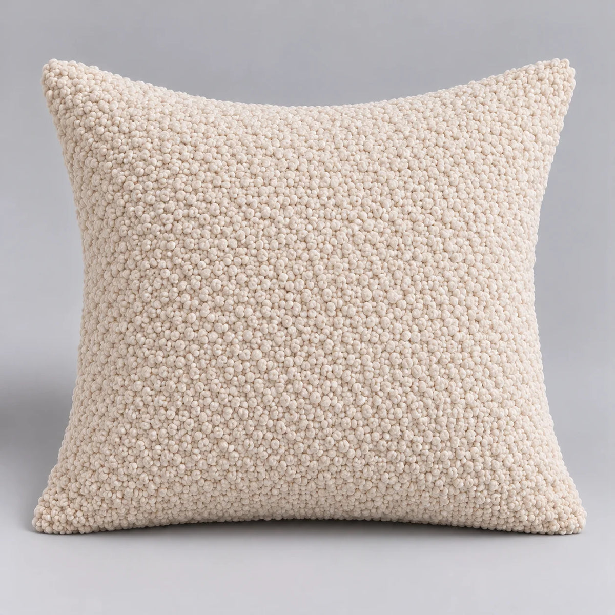 Papillon Fine Bedding Decorative Throw Pillow with Insert, 18 x 18 in - Cream Knotted Boucle Texture