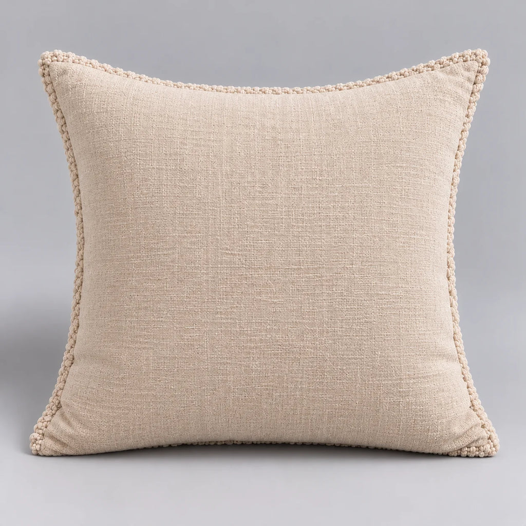Papillon Fine Bedding Decorative Throw Pillow with Insert, 18 x 18 in - Cream Knotted Boucle Texture
