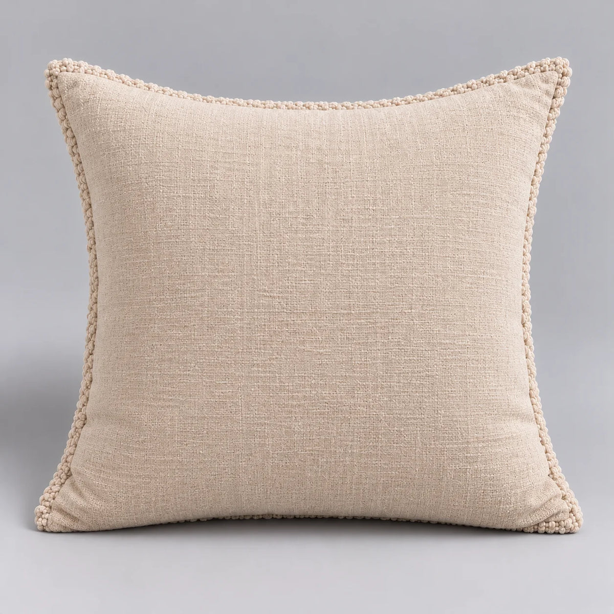 Papillon Fine Bedding Decorative Throw Pillow with Insert, 18 x 18 in - Cream Knotted Boucle Texture
