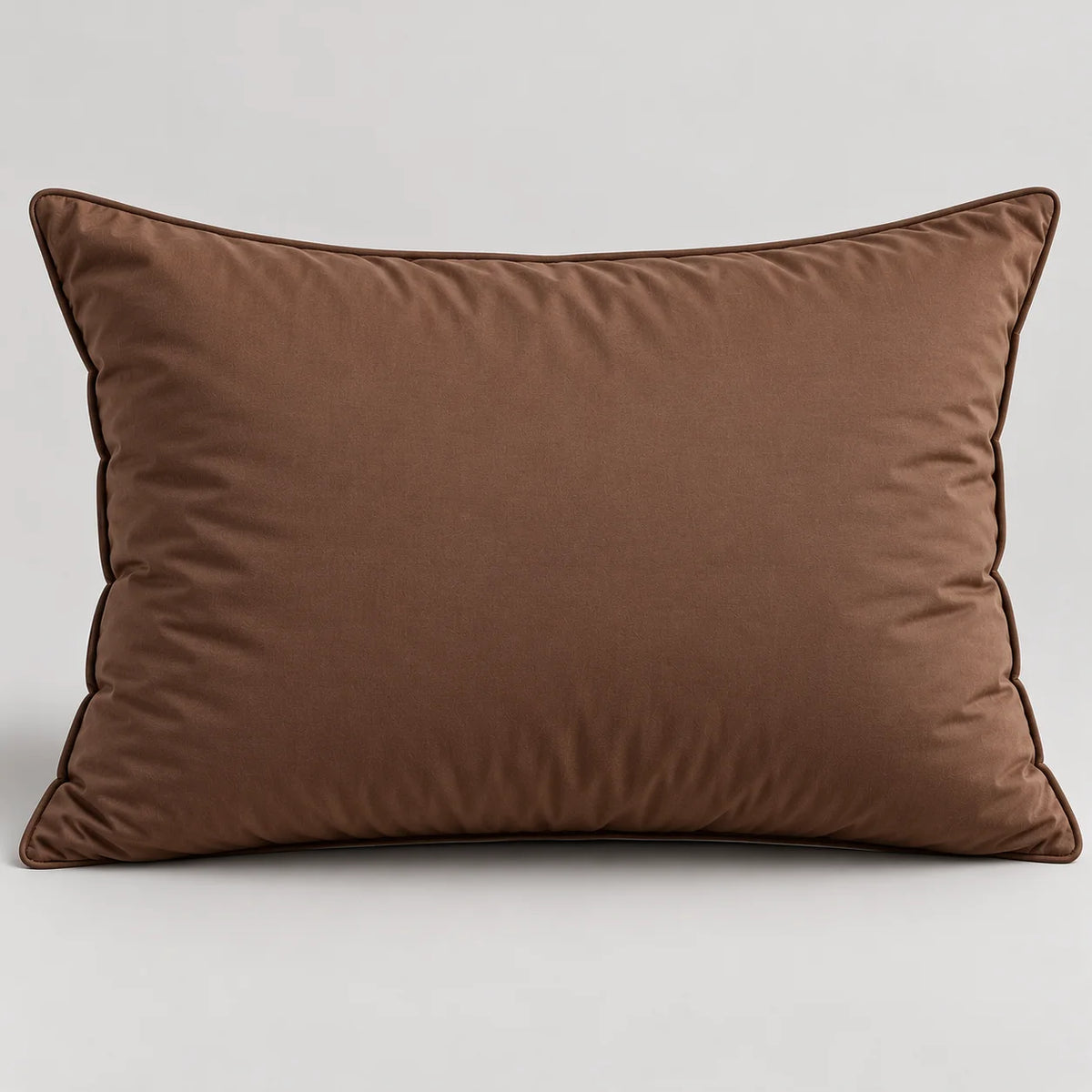 Papillon Fine Bedding Down Alternative Bed Pillow, Queen Size, Brown - Gusseted Piped Edge, Cotton Cover