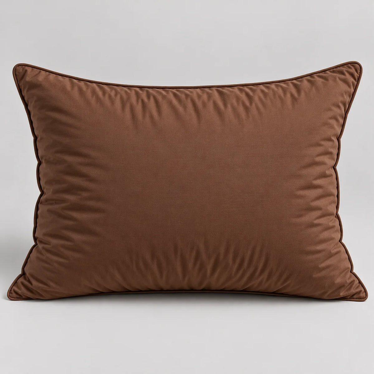 Papillon Fine Bedding Down Alternative Bed Pillow, Queen Size, Brown - Gusseted Piped Edge, Cotton Cover