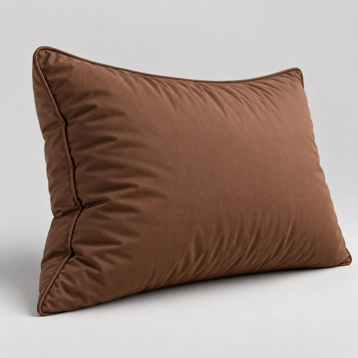 Papillon Fine Bedding Down Alternative Bed Pillow, Queen Size, Brown - Gusseted Piped Edge, Cotton Cover