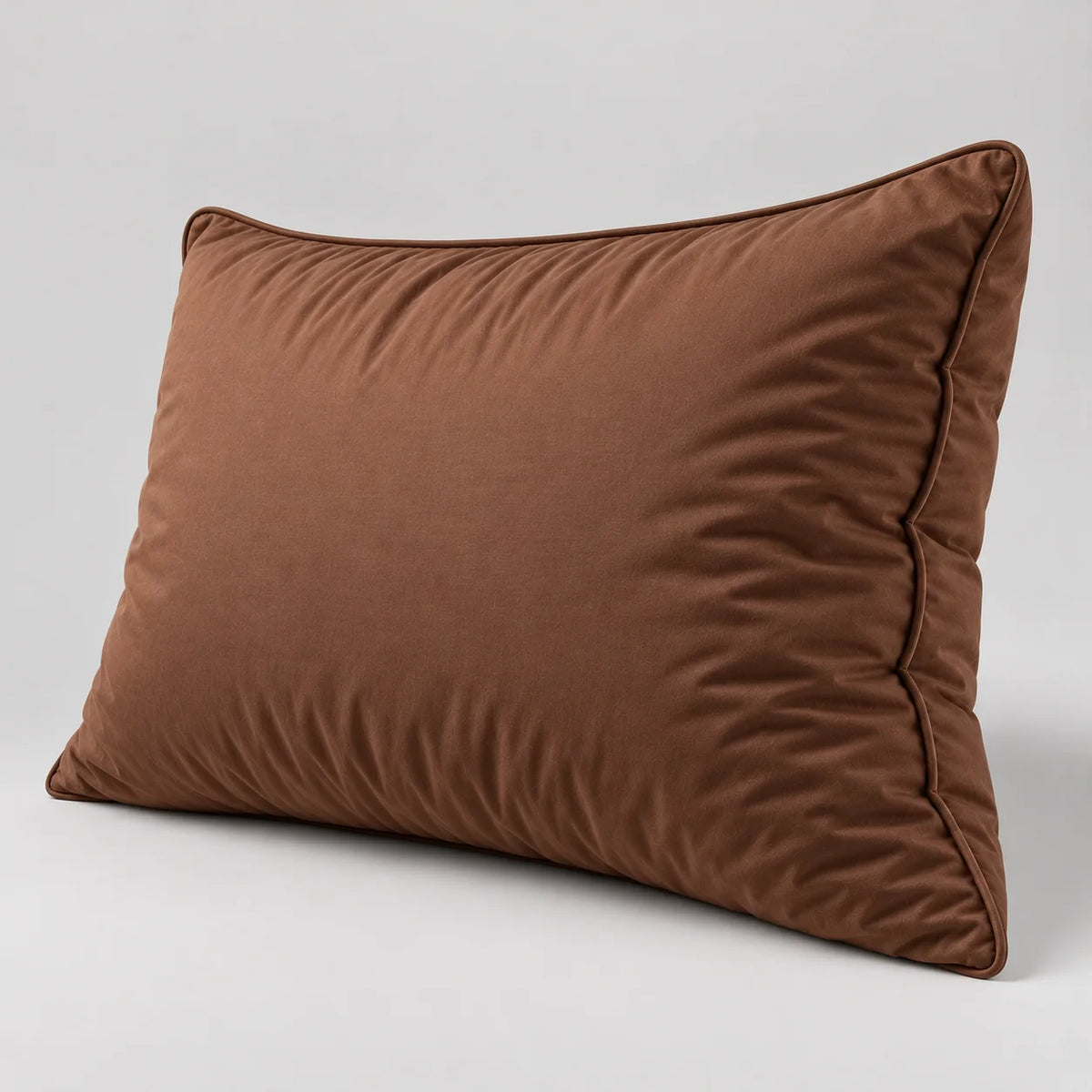 Papillon Fine Bedding Down Alternative Bed Pillow, Queen Size, Brown - Gusseted Piped Edge, Cotton Cover