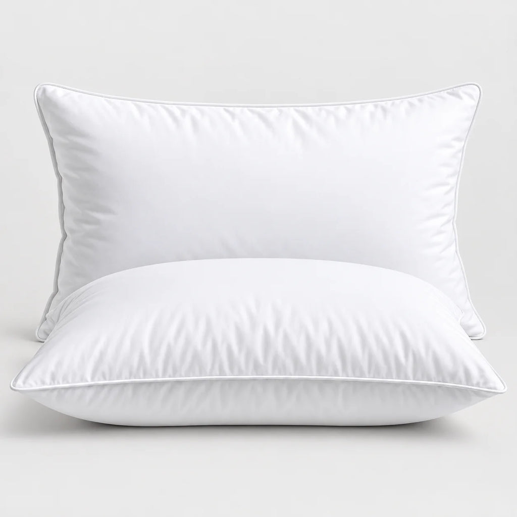 Papillon Fine Bedding Down Alternative Bed Pillows, Set of 2 - Gusseted Piped Edge, Cotton Cover