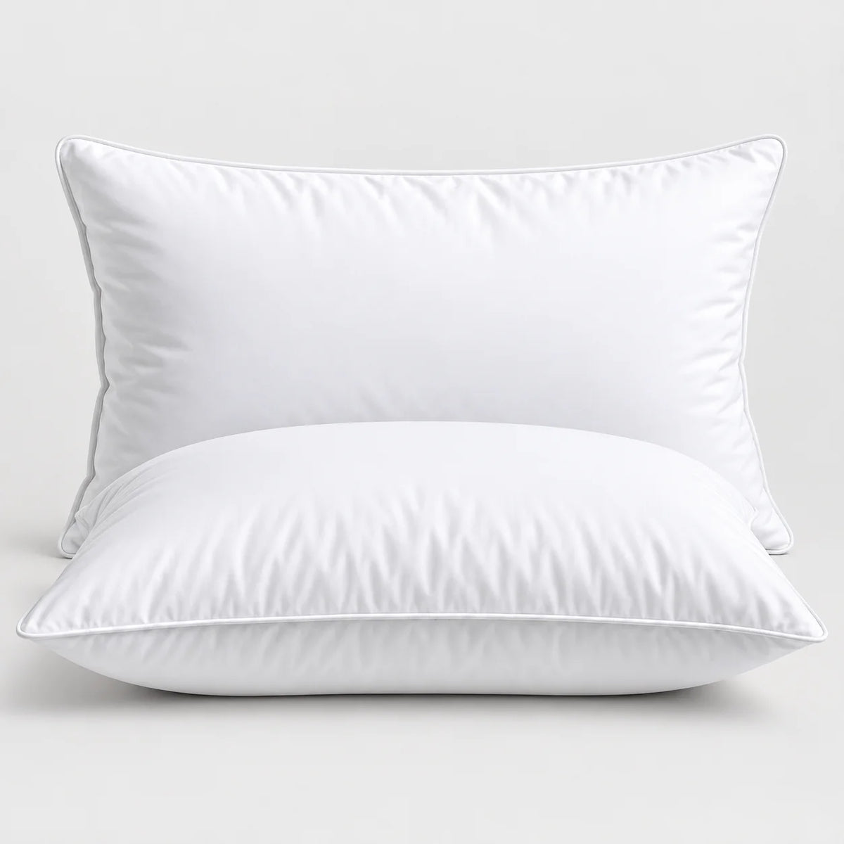 Papillon Fine Bedding Down Alternative Bed Pillows, Set of 2 - Gusseted Piped Edge, Cotton Cover