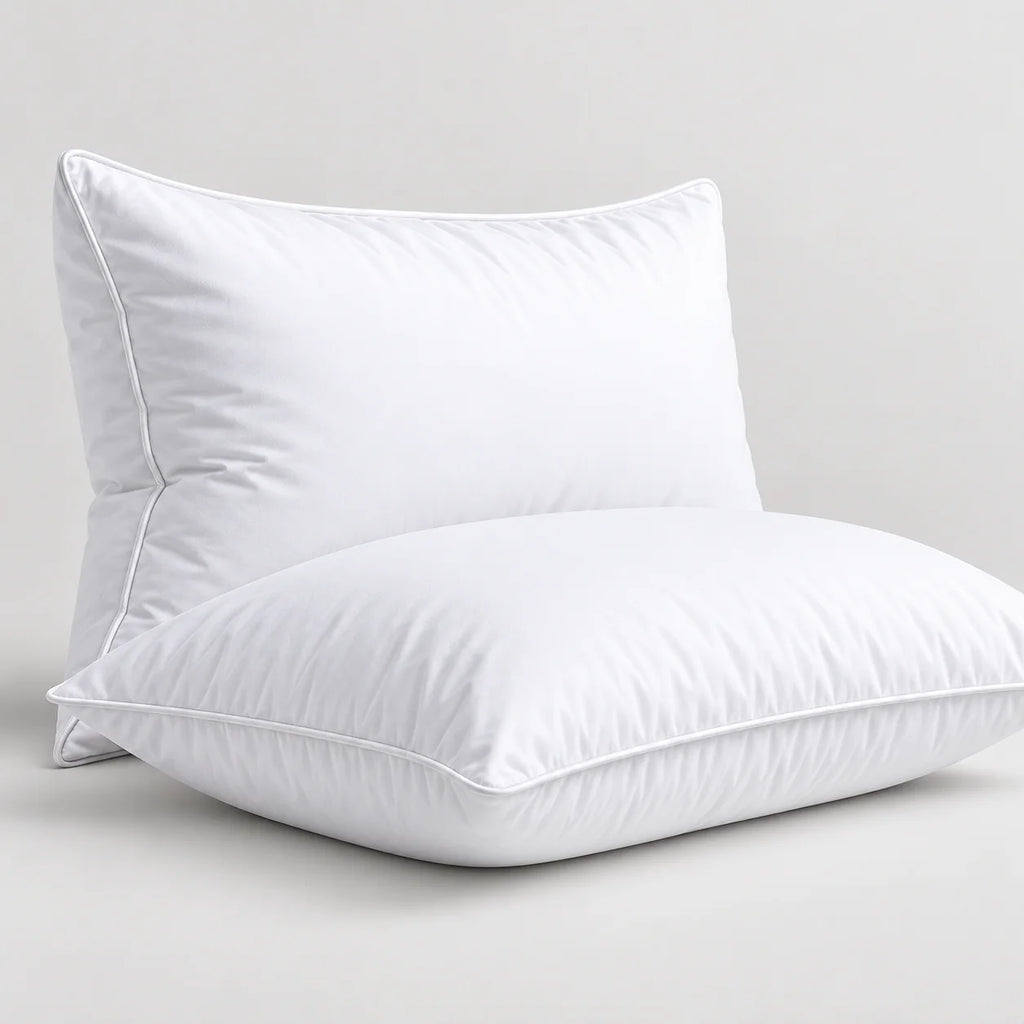 Papillon Fine Bedding Down Alternative Bed Pillows, Set of 2 - Gusseted Piped Edge, Cotton Cover