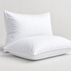 Papillon Fine Bedding Down Alternative Bed Pillows, Set of 2 - Gusseted Piped Edge, Cotton Cover