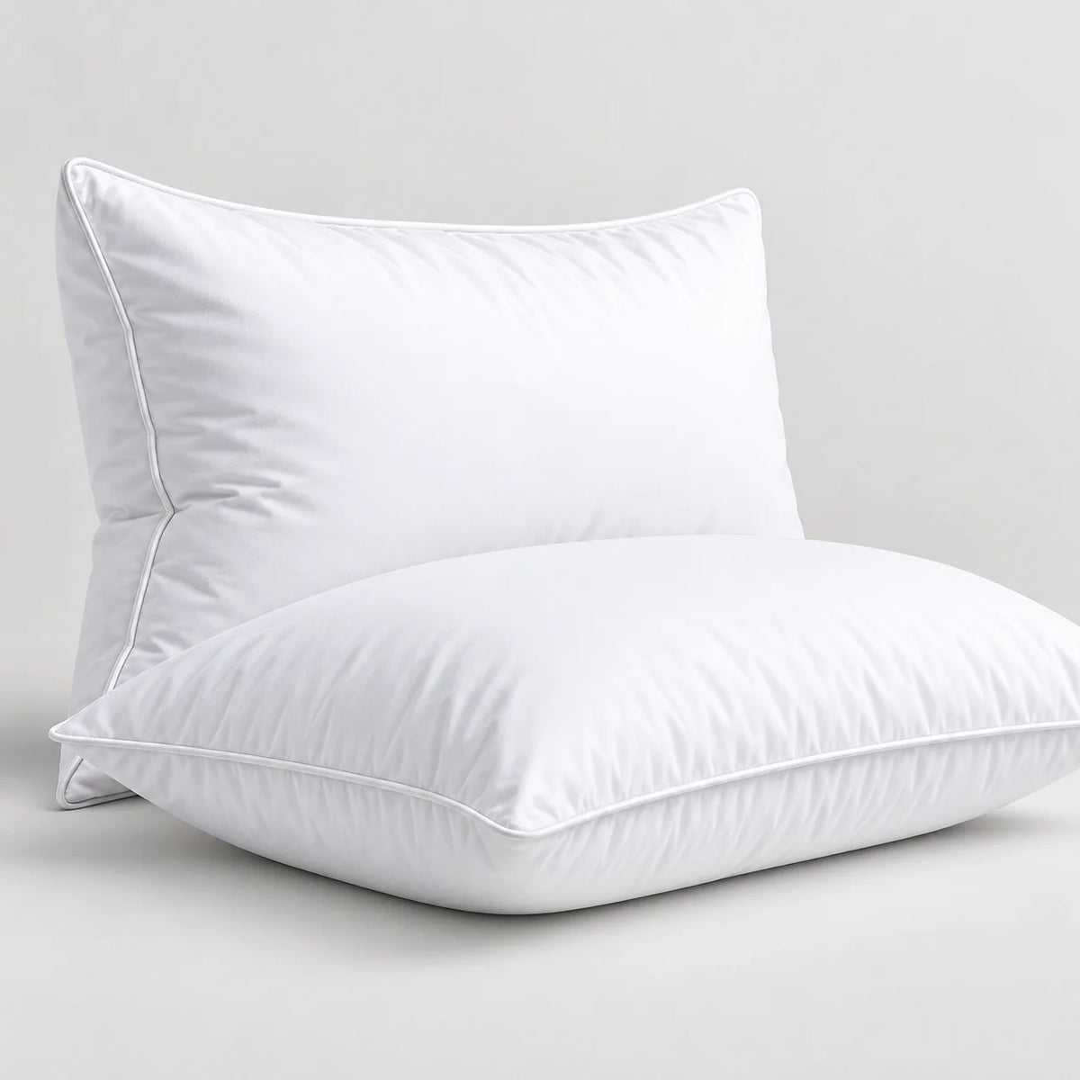 Papillon Fine Bedding Down Alternative Bed Pillows, Set of 2 - Gusseted Piped Edge, Cotton Cover