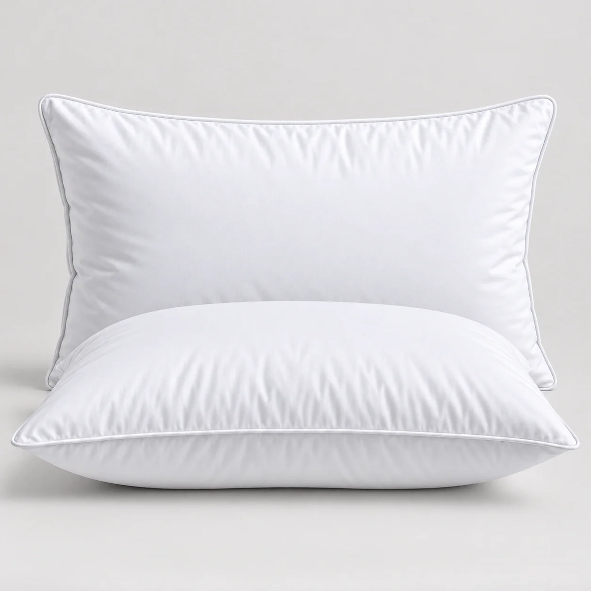 Papillon Fine Bedding Down Alternative Bed Pillows, Set of 2 - Gusseted Piped Edge, Cotton Cover