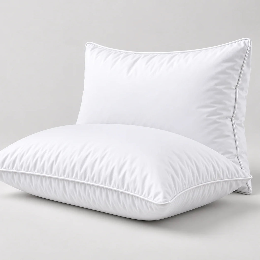 Papillon Fine Bedding Down Alternative Bed Pillows, Set of 2 - Gusseted Piped Edge, Cotton Cover
