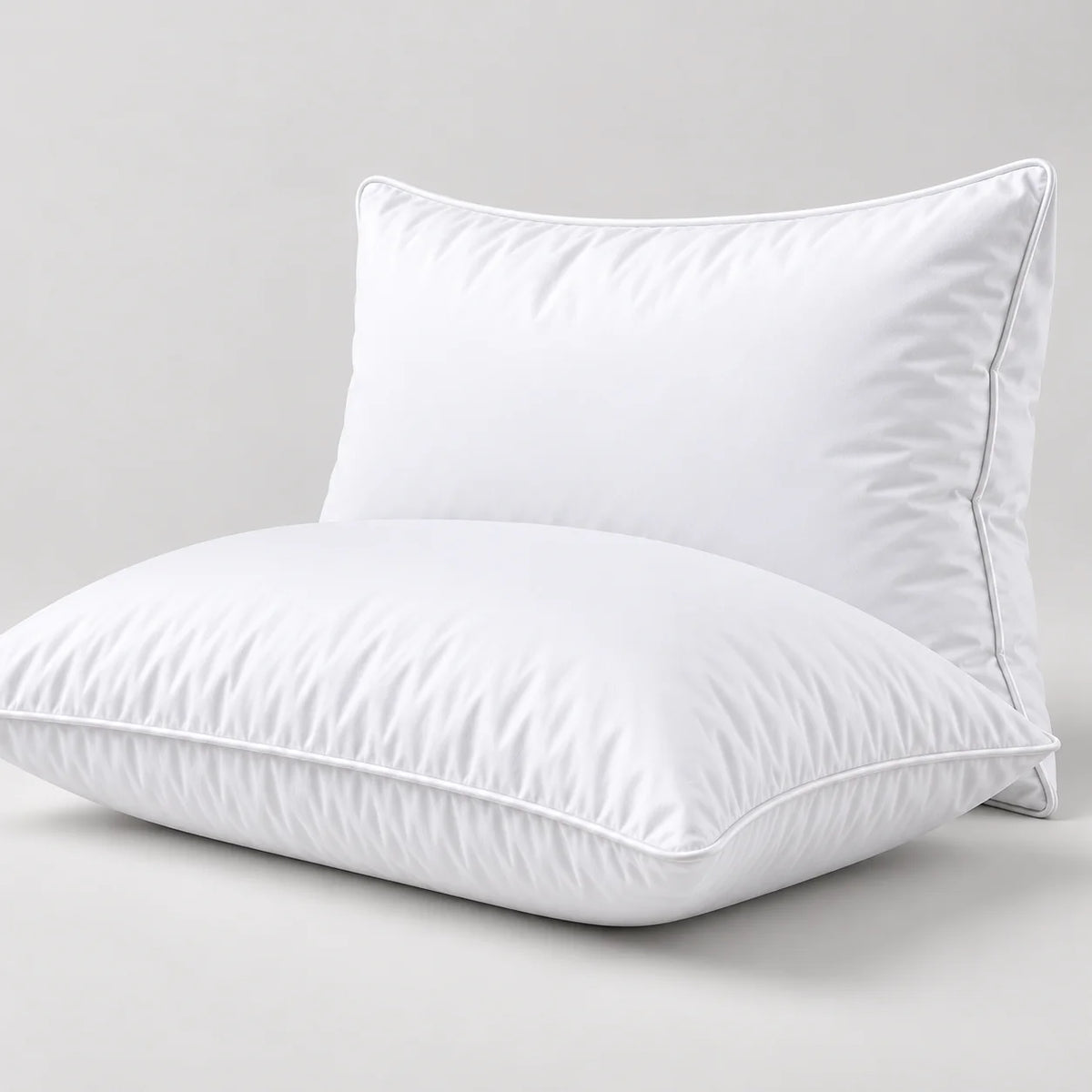 Papillon Fine Bedding Down Alternative Bed Pillows, Set of 2 - Gusseted Piped Edge, Cotton Cover