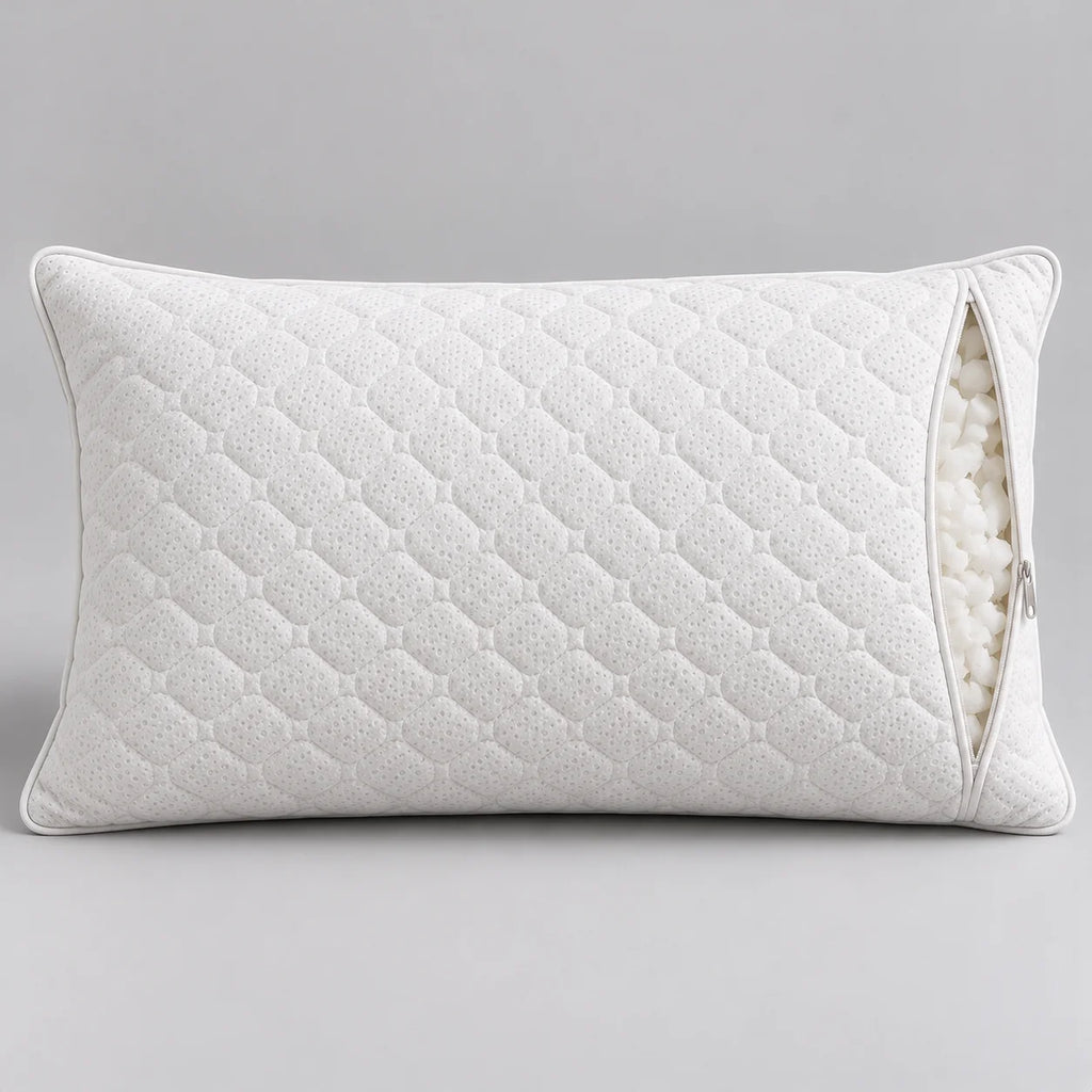 Papillon Fine Bedding Shredded Memory Foam Pillow, King Size - Adjustable Loft, Zippered Quilted Cover