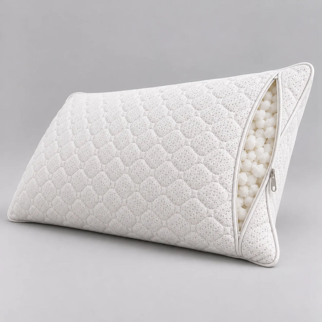 Papillon Fine Bedding Shredded Memory Foam Pillow, King Size - Adjustable Loft, Zippered Quilted Cover