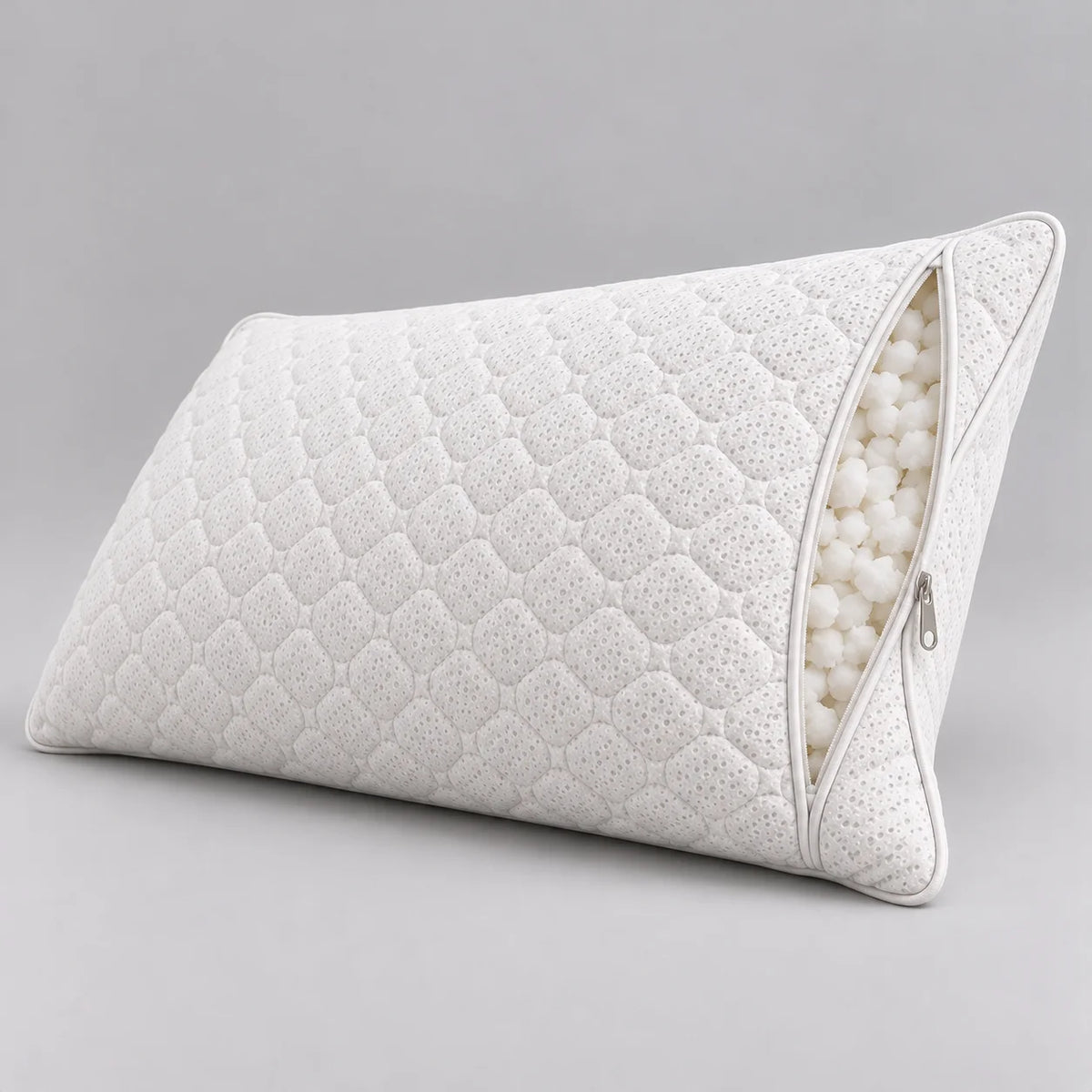 Papillon Fine Bedding Shredded Memory Foam Pillow, King Size - Adjustable Loft, Zippered Quilted Cover