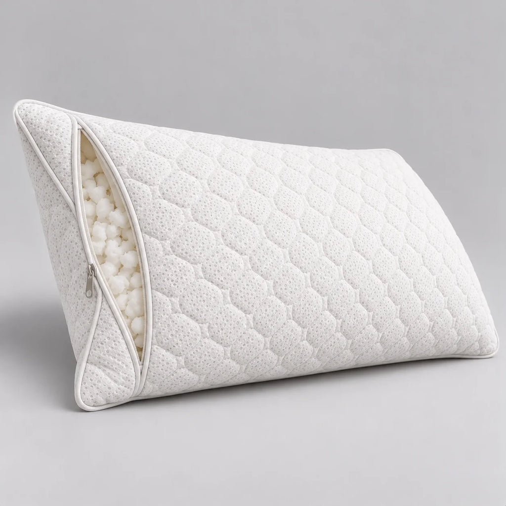Papillon Fine Bedding Shredded Memory Foam Pillow, King Size - Adjustable Loft, Zippered Quilted Cover