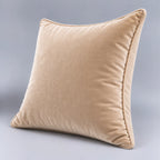 Papillon Fine Bedding Velvet Decorative Throw Pillow with Insert, 18 x 18 in - Tan Piped Edge Cover