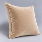 Papillon Fine Bedding Velvet Decorative Throw Pillow with Insert, 18 x 18 in - Tan Piped Edge Cover